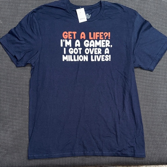 LIMITED TIME $5 ITEM!! Navy Blue Gamer Tee with Fun Statement - Picture 1 of 3